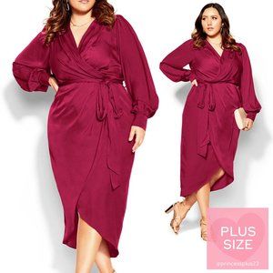 City Chic | *PLUS SIZE* | Opulent Wrap Dress - Magenta